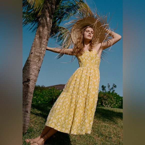 Nwot Anthropologie Maeve Rhonda Textured Midi Dress - Picture 5 of 6